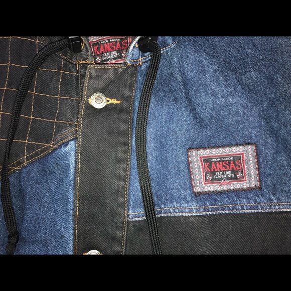 VTG UNION MADE DENIM 2 PIECE PATCHWORK GOTH CYBER - Picture 3 of 8